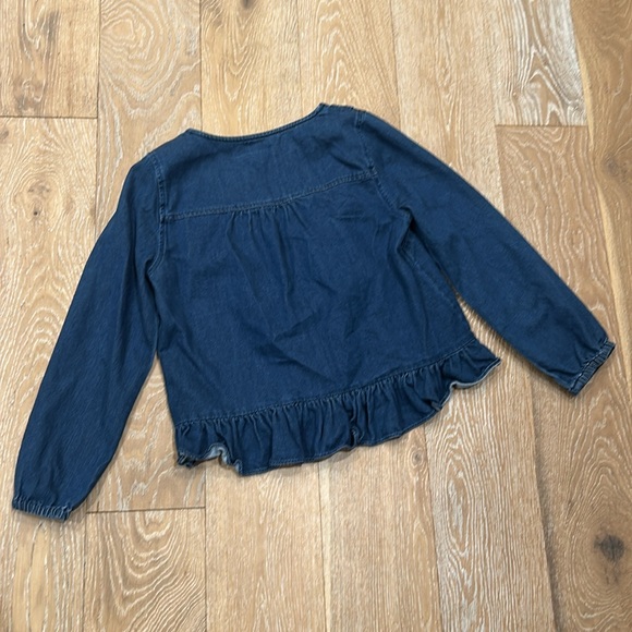 Madewell Denim Ruffle V Neck Top - Picture 8 of 9